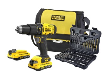 Taladro percutor v20, 18 v + set de 50 accesorios + bolsa de