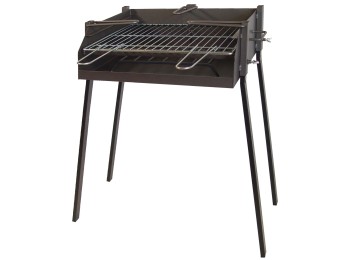 Barbacoa carbon-leña rectangular soporte paellero 60 x 40 x