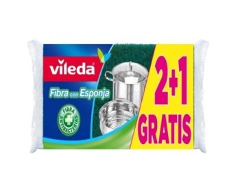 Estropajo limp fibra ver con esponja vileda 3 pz