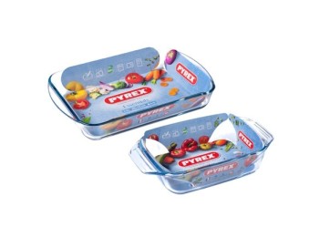 Bandeja vidrio horno pyrex set 2 uds 35 x 23 cm / 27 x 17 cm