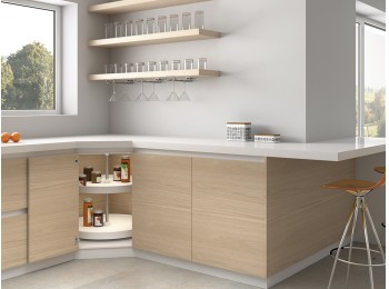 Emuca Juego de bandejas circulares Shelvo para mueble de cocina, 800, Plástico blanco, Plástico y Aluminio