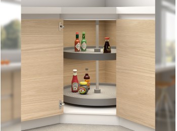 Emuca Juego de bandejas circulares Shelvo para mueble de cocina, 800, Plástico gris, Plástico y Aluminio