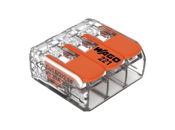 Borna de conexion rapida 3 vias 6mm2 30 und. 221-613