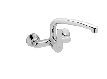 Grifo fregadero mural monomando caño horizontal cromo serie