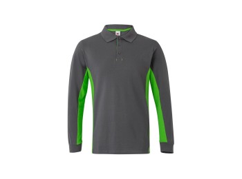 Polo manga larga algodon / poliest 180 gr gris / verde lima