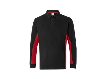 Polo manga larga algodon / poliest 180 gr negro / rojo talla