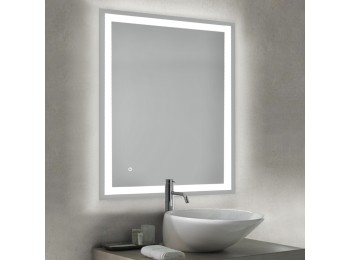 Emuca Espejo de baño Heracles con iluminación LED frontal y decorativa (AC 230V 50Hz), 34 W, Plástico y Cristal