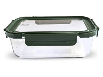 Contenedor vidrio rectangular 1040 ml tapa vidrio