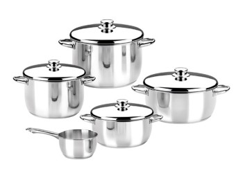 Bateria inox optima tapa cristal 5 piezas