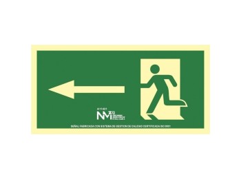 Señal evacuaciÓn flecha izquierda pvc 1mm clase a vision 10m