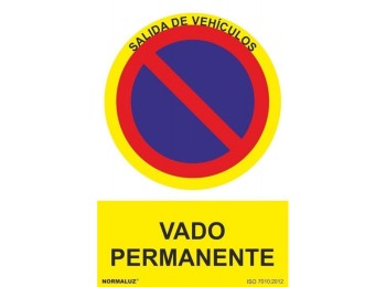 SeÑal prohibido vado permanente pvc normaluz 0,7mm 210x300mm