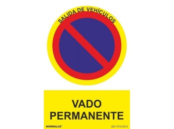Señal prohibido vado permanente pvc normaluz 0,7mm 210x300mm