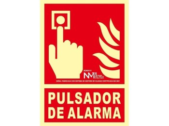Señal pulsador de alarma pvc normaluz 1mm clase a 210x300mm