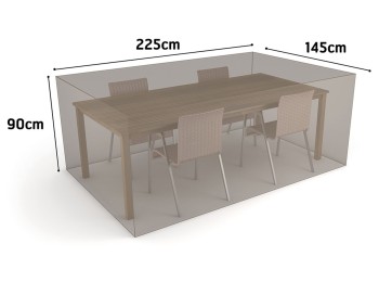 Funda mesa rectangular + 4 sillas vison 225 x 145 x h 90