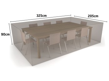 Funda mesa rectangular + 8 sillas vison 325 x 205 x h 90