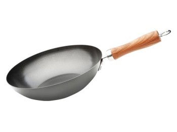 Wok induccion de acero de carbono mango madera 24 cm wecook!