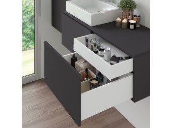 Emuca Cajón exterior Vertex con regulación 3D de altura 131mm, 40kg, profundidad 550mm, Acero, Pintado blanco