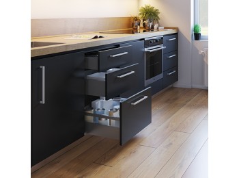 Emuca Cajón exterior Vertex con regulación 3D de altura 93mm, 40kg, profundidad 550mm, Acero, Gris antracita