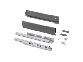 Emuca Cajón exterior Vertex con regulación 3D de altura 93mm, 40kg, espesor de tablero de 18mm, profundidad 350mm, Acero, Gris antracita