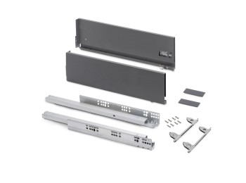 Emuca Cajón exterior Vertex con regulación 3D de altura 178mm, 40kg, espesor de tablero de 18mm, profundidad 400mm, Acero, Gris antracita