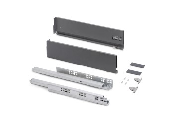 Emuca Cajón exterior Vertex con regulación 3D de altura 131mm, 40kg, espesor de tablero de 18mm, profundidad 500mm, Acero, Gris antracita