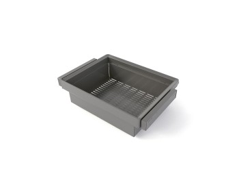 Emuca Kit de cajón metálico y bastidor regulable Quartz para armarios, guías de cierre suave y extracción total, Módulo 70cm, Acabado Titanio