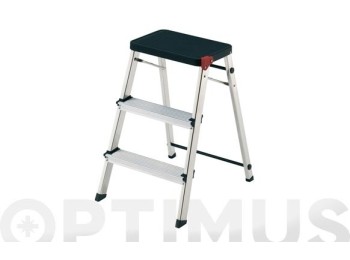 Taburete aluminio 3 peldaÑos homologado m/3 negro rolser