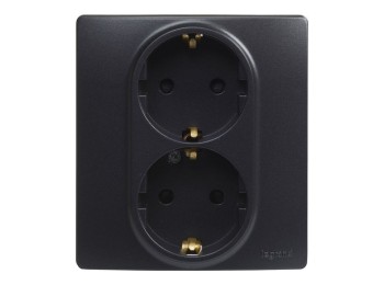 Base enchufe doble 2p+t negro serie niloe legrand