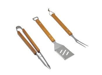 Accesorios barbacoa 3 piezas natuur