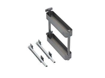 Emuca Botellero lateral extraíble Harmony con cierre suave, módulo 150mm, altura 700mm, Acero y Madera, Gris antracita