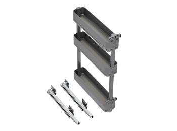 Emuca Botellero lateral extraíble Harmony con cierre suave, módulo 150mm, altura 800mm, Acero y Madera, Gris antracita