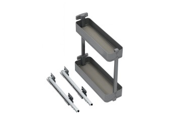 Emuca Botellero lateral extraíble Harmony con cierre suave, módulo 200mm, altura 700mm, Acero y Madera, Gris antracita