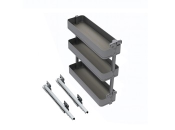 Emuca Botellero lateral extraíble Harmony con cierre suave, módulo 200mm, altura 800mm, Acero y Madera, Gris antracita