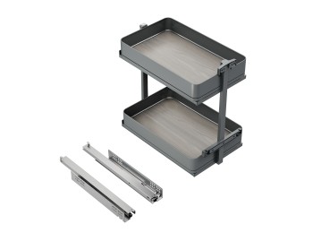 Emuca Carro extraíble Harmony con cierre suave, Módulo ancho 300mm alto 700mm, Acero y Madera, Gris antracita