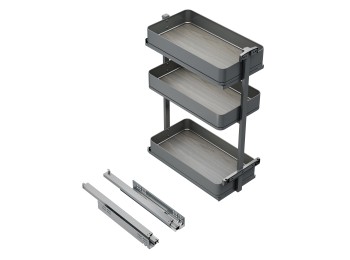 Emuca Carro extraíble Harmony con cierre suave, Módulo ancho 300mm alto 800mm, Acero y Madera, Gris antracita