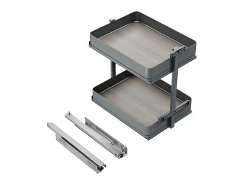 Emuca Carro extraíble Harmony con cierre suave, Módulo ancho 400mm alto 700mm, Acero y Madera, Gris antracita