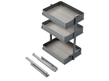 Emuca Carro extraíble Harmony con cierre suave, Módulo ancho 400mm alto 800mm, Acero y Madera, Gris antracita