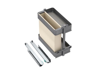 Emuca Carro extraíble con cestas y panero Harmony con cierre suave, Módulo ancho 300mm alto 700mm, Acero y Madera, Gris antracita