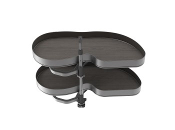 Emuca Sistema de rincón extraíble Lake Harmony para mueble de cocina, Derecha, Altura regulable, Acero y Madera, Gris antracita