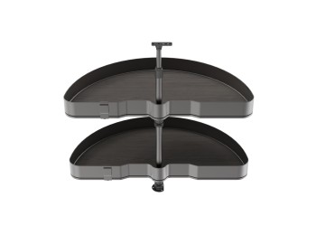 Emuca Juego de bandejas giratorias Harmony 1/2 luna, Módulo ancho 800mm, Altura regulable, Acero y Madera, Gris antracita