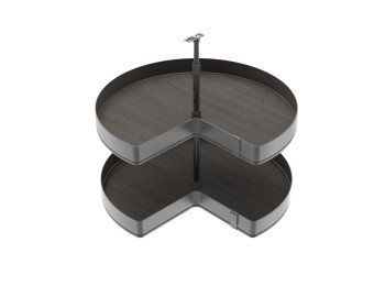 Emuca Juego de bandejas giratorias Harmony 3/4, Módulo ancho 800mm, Altura regulable, Acero y Madera, Gris antracita