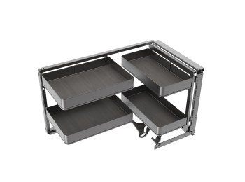 Emuca Rinconero extraíble Harmony para muebles de cocina, Derecha, Acero y Madera, Gris antracita