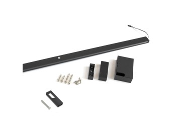 Emuca Barra para armario con luz LED Castor, batería extraible y sensor de movimiento, L1.158mm, Plástico y aluminio, Pintado negro texturizado