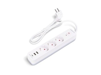 Base multiple con interruptor blanco 3tomas 1,5mt 2usb artec