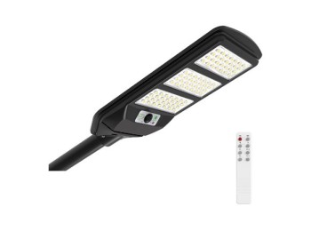 Farola solar industrial negro sensor pir 12w 1500lm 6500k ip