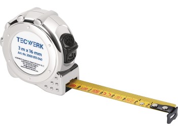 Flexometro con freno ce ii plastico cromado 8m x 25mm tecwerk