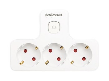 Ladron uno a tres con interruptor blanco 16a 250v ip20 artec