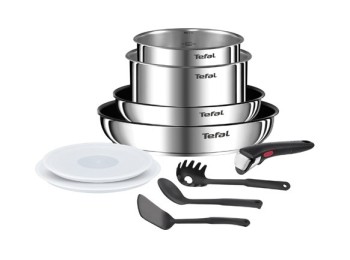 Set ingenio sarten 22+26 cazo 16+18 con tapa+mango+3 utensilios set cocina ingen