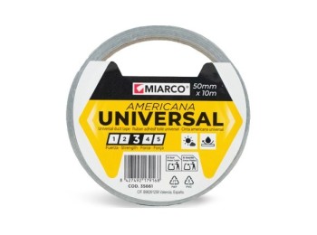 Cinta americana universal 10 m x 50 mm plata miarco