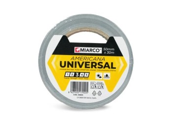 Cinta americana universal 30 m x 50 mm plata miarco